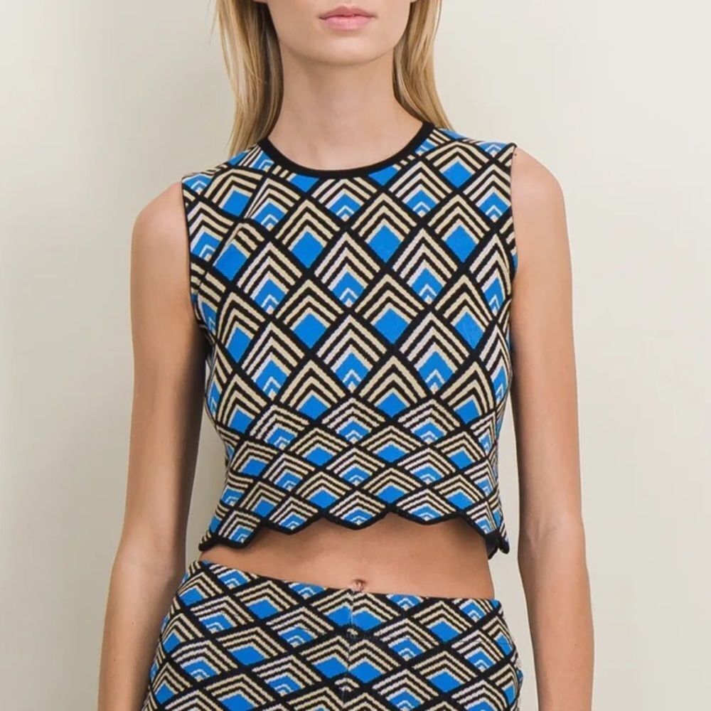 Paco Rabanne Geometric Jacquard Knit Crop Top Size Medium
